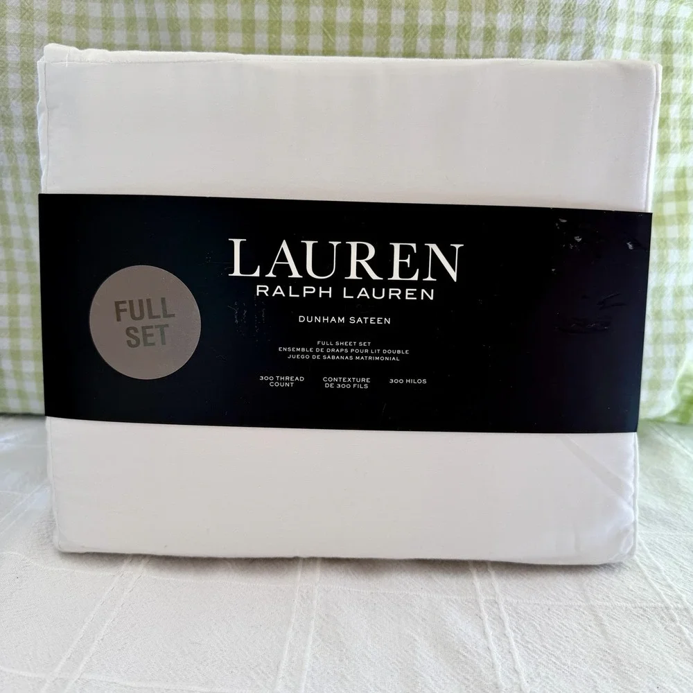 New!! Lauren Ralph Lauren WHITE Dunham Sateen Full Sheet Set